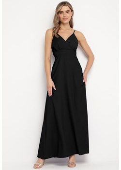 Czarna Sukienka z Kopertowym Dekoltem na Cienkich Ramiączkach Piamena ze sklepu Born2be Odzież w kategorii Sukienki - zdjęcie 171582278