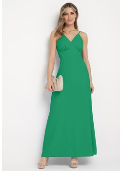 Zielona Sukienka z Kopertowym Dekoltem na Cienkich Ramiączkach Piamena ze sklepu Born2be Odzież w kategorii Sukienki - zdjęcie 171582285