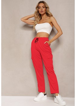 Czerwone Spodnie Bojówki High Waist z Regulacją w Pasie Olgierda ze sklepu Renee odzież w kategorii Spodnie damskie - zdjęcie 171583206