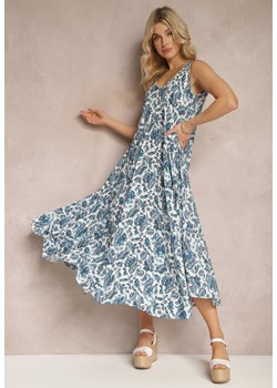 Biało-Niebieska Rozkloszowana Sukienka na Lato Ozdobiona Wzorem Paisley Kiola ze sklepu Renee odzież w kategorii Sukienki - zdjęcie 171583426