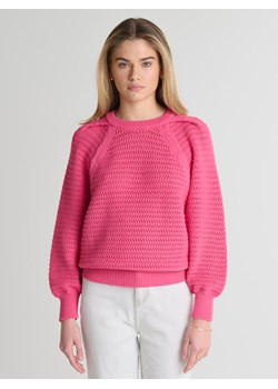 Sweter damski o ażurowym splocie różowy Funia 601 ze sklepu Big Star w kategorii Swetry damskie - zdjęcie 171583956