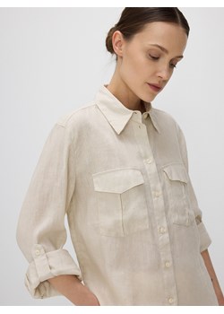 Reserved - Lniana koszula - beżowy ze sklepu Reserved w kategorii Koszule damskie - zdjęcie 171584529