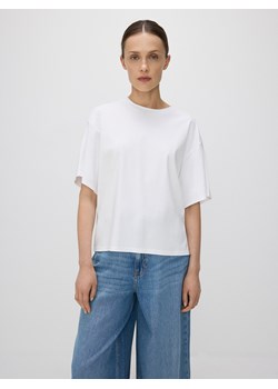 Reserved - T-shirt oversize z merceryzowanej bawełny - biały ze sklepu Reserved w kategorii Bluzki damskie - zdjęcie 171585236
