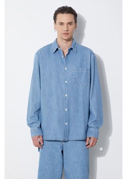 A.P.C. koszula jeansowa chemise math męska kolor niebieski relaxed z kołnierzykiem klasycznym COGXX-H12584 ze sklepu ANSWEAR.com w kategorii Koszule męskie - zdjęcie 171588636
