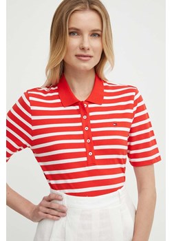 Tommy Hilfiger polo damski kolor czerwony WW0WW39531 ze sklepu ANSWEAR.com w kategorii Bluzki damskie - zdjęcie 171588727