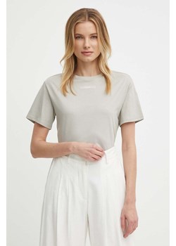 Calvin Klein t-shirt bawełniany damski kolor beżowy ze sklepu ANSWEAR.com w kategorii Bluzki damskie - zdjęcie 171588788