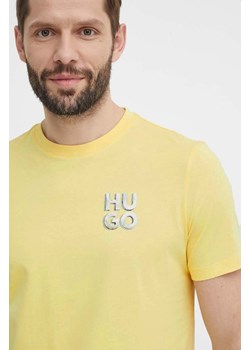 HUGO t-shirt bawełniany męski kolor żółty z nadrukiem 50508944 ze sklepu ANSWEAR.com w kategorii T-shirty męskie - zdjęcie 171588805