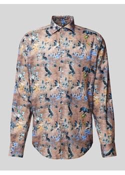 Koszula lniana o kroju casual modern fit ze wzorem na całej powierzchni model ‘GRAHAM’ ze sklepu Peek&Cloppenburg  w kategorii Koszule męskie - zdjęcie 171589729