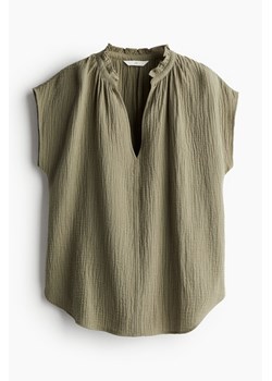 H & M - Bawełniana bluzka z falbankami - Zielony ze sklepu H&M w kategorii Bluzki damskie - zdjęcie 171590657