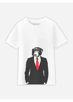 WOOOP Koszulka &quot;Business Monkey&quot; w kolorze białym ze sklepu Limango Polska w kategorii T-shirty chłopięce - zdjęcie 171592125