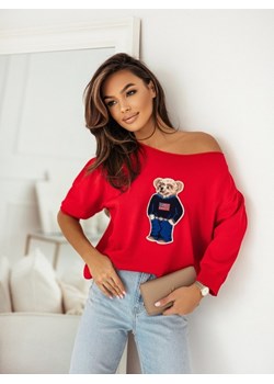 Sweter New Teddy Czerwony ze sklepu Lisa Mayo w kategorii Swetry damskie - zdjęcie 171594399