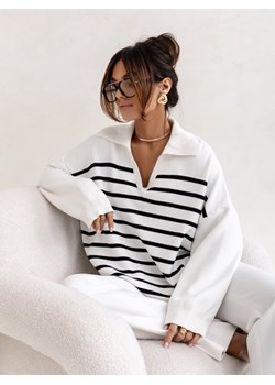 Sweter Rowan Stripes Biały ze sklepu Lisa Mayo w kategorii Swetry damskie - zdjęcie 171594667