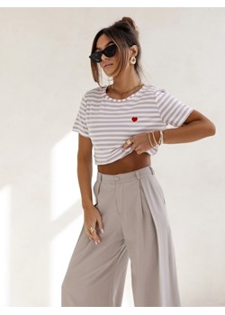 T-shirt Alessia Stripes Pudrowy ze sklepu Lisa Mayo w kategorii Bluzki damskie - zdjęcie 171595118