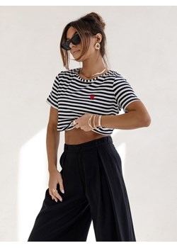 T-shirt Alessia Stripes Czarny ze sklepu Lisa Mayo w kategorii Bluzki damskie - zdjęcie 171595129