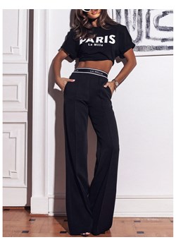 Modne szerokie spodnie z kantem CODY - czarne ze sklepu magmac.pl w kategorii Spodnie damskie - zdjęcie 171596527