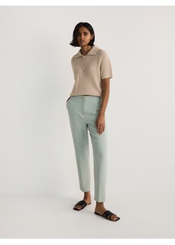 Reserved - Gładkie cygaretki z bawełną - jasnozielony ze sklepu Reserved w kategorii Spodnie damskie - zdjęcie 171596865