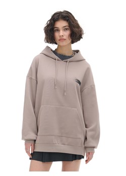 Cropp - Kremowa bluza z kapturem typu hoodie - szary ze sklepu Cropp w kategorii Bluzy damskie - zdjęcie 171609928