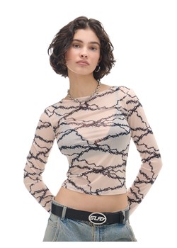Cropp - Kremowa koszulka z printem w ciernie - kremowy ze sklepu Cropp w kategorii Bluzki damskie - zdjęcie 171610076