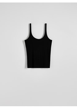 Reserved - Top na ramiączkach z wiskozy - czarny ze sklepu Reserved w kategorii Bluzki damskie - zdjęcie 171610217