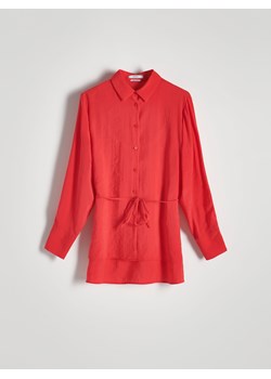 Reserved - Koszula z modalu z paskiem - czerwony ze sklepu Reserved w kategorii Koszule damskie - zdjęcie 171610406