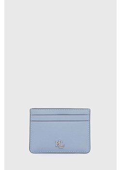 Lauren Ralph Lauren etui na karty skórzane kolor niebieski ze sklepu ANSWEAR.com w kategorii Portfele damskie - zdjęcie 171688995