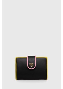 Pinko portfel skórzany damski kolor czarny 102840 A1K1 ze sklepu ANSWEAR.com w kategorii Portfele damskie - zdjęcie 171689019