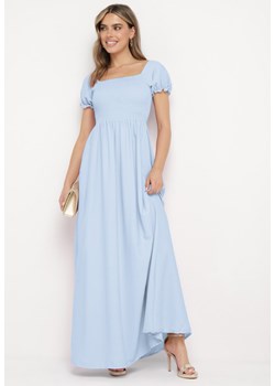 Jasnoniebieska Rozkloszowana Sukienka z Elastyczną Górą i Gumką w Talii Aliexava ze sklepu Born2be Odzież w kategorii Sukienki - zdjęcie 171690805