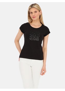 Czarny t-shirt damski z aplikacją L'AF Tara ze sklepu Eye For Fashion w kategorii Bluzki damskie - zdjęcie 171691887