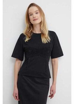 Sisley t-shirt bawełniany damski kolor czarny ze sklepu ANSWEAR.com w kategorii Bluzki damskie - zdjęcie 171694169
