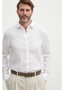 Sisley koszula lniana kolor biały regular ze sklepu ANSWEAR.com w kategorii Koszule męskie - zdjęcie 171694285
