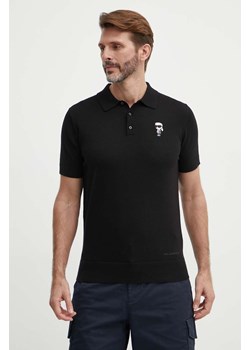 Karl Lagerfeld polo bawełniane kolor czarny z aplikacją 542398.655006 ze sklepu ANSWEAR.com w kategorii T-shirty męskie - zdjęcie 171694619