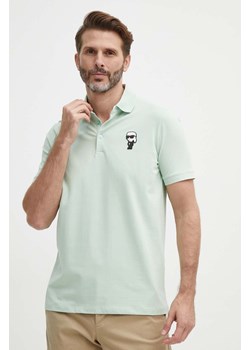 Karl Lagerfeld polo męski kolor turkusowy gładki 542221.745022 ze sklepu ANSWEAR.com w kategorii T-shirty męskie - zdjęcie 171694629