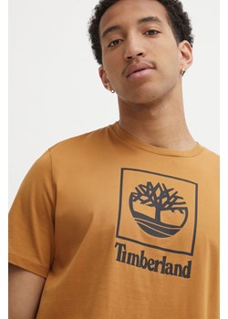 Timberland t-shirt bawełniany męski kolor brązowy z nadrukiem TB0A5QSPP471 ze sklepu ANSWEAR.com w kategorii T-shirty męskie - zdjęcie 171695076