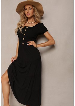 Czarna Rozkloszowana Sukienka Maxi z Hiszpańskim Dekoltem Kailra ze sklepu Renee odzież w kategorii Sukienki - zdjęcie 171695448