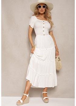 Biała Rozkloszowana Sukienka Maxi z Hiszpańskim Dekoltem Kailra ze sklepu Renee odzież w kategorii Sukienki - zdjęcie 171695458