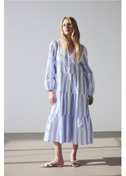 H & M - Falbaniasta sukienka z domieszką lnu - Niebieski ze sklepu H&M w kategorii Sukienki - zdjęcie 171695999