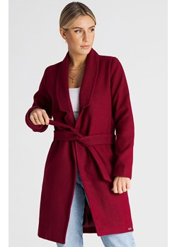 Bordowy płaszcz damski M990, Kolor bordowy, Rozmiar S, Figl ze sklepu Primodo w kategorii Płaszcze damskie - zdjęcie 171704925