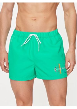 Calvin Klein Swimwear Szorty kąpielowe KM0KM01007 Zielony Regular Fit ze sklepu MODIVO w kategorii Kąpielówki - zdjęcie 171707296