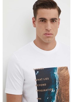 BOSS t-shirt bawełniany męski kolor biały z nadrukiem 50512132 ze sklepu ANSWEAR.com w kategorii T-shirty męskie - zdjęcie 171707946