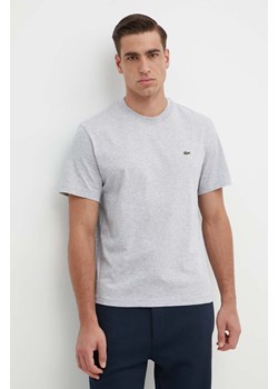 Lacoste t-shirt bawełniany męski kolor szary gładki ze sklepu ANSWEAR.com w kategorii T-shirty męskie - zdjęcie 171707956