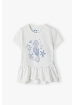 T-shirt bawełniany dla dziewczynki z morskim nadrukiem ze sklepu 5.10.15 w kategorii Bluzki dziewczęce - zdjęcie 171709999