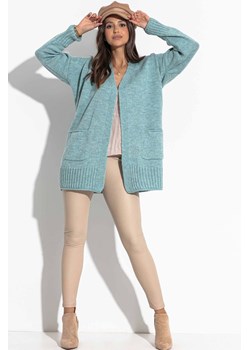 Damski kardigan luźny z kieszeniami niebieski - Fobya ze sklepu 5.10.15 w kategorii Swetry damskie - zdjęcie 171710167