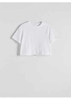 Reserved - T-shirt ze ściągaczem - biały ze sklepu Reserved w kategorii Bluzki damskie - zdjęcie 171710438