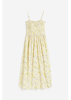 H & M - Bawełniana sukienka z elastycznym marszczeniem - Żółty ze sklepu H&M w kategorii Sukienki - zdjęcie 171715896