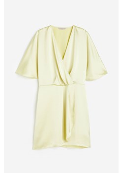 H & M - Satynowa sukienka kopertowa - Żółty ze sklepu H&M w kategorii Sukienki - zdjęcie 171715926