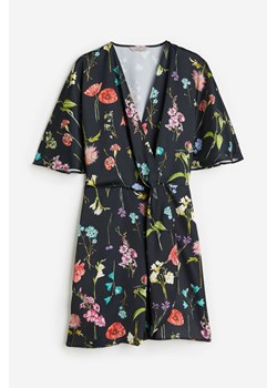 H & M - Satynowa sukienka kopertowa - Czarny ze sklepu H&M w kategorii Sukienki - zdjęcie 171715927