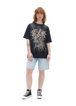 Cropp - Szary t-shirt oversize z printem - jasny szary ze sklepu Cropp w kategorii Bluzki damskie - zdjęcie 171831397