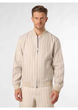 BOSS Kurtka męska z zawartością lnu - C-Hanry Mężczyźni Regular Fit len beżowy w paski ze sklepu vangraaf w kategorii Bluzy męskie - zdjęcie 171831647