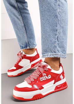 Czerwone Sznurowane Sneakersy na Niskiej Platformie Ozdobione Naszywkami Pixila ze sklepu renee.pl w kategorii Buty sportowe damskie - zdjęcie 171874838