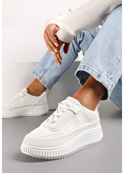 Białe Sznurowane Sneakersy na Platformie Dimakis ze sklepu renee.pl w kategorii Buty sportowe damskie - zdjęcie 171885559